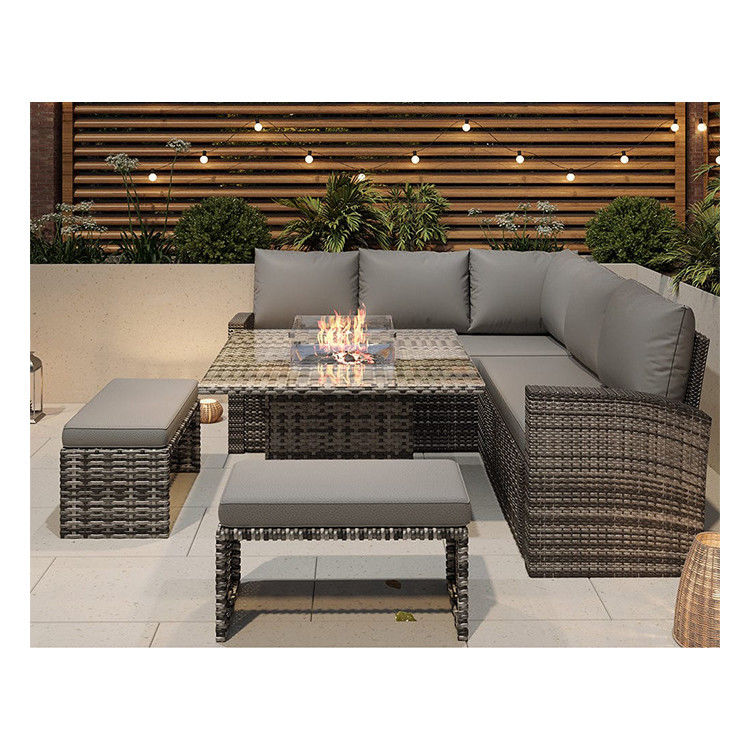 L96xW49xH35cm Taille du banc Salon d'angle sectionnel moderne Meubles de patio avec foyer