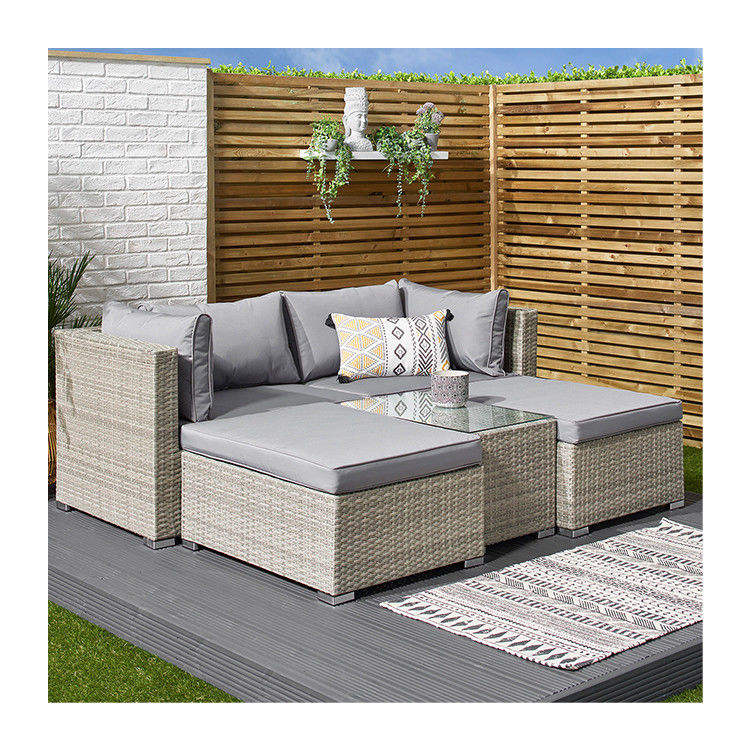 5 pièces canapé extérieur modulaire en rotin de vigne de style moderne L70xW40xH39cm Taille de table