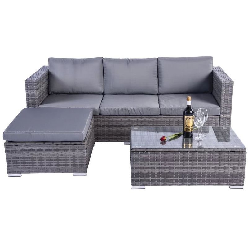 Meubles de jardin en extérieur canapé en rotin en coton en PE avec table basse