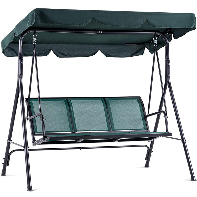 Meubles d'extérieur pour adultes Tissu métallique Teslin 3 places Hammock Swing Chair avec baldaquin