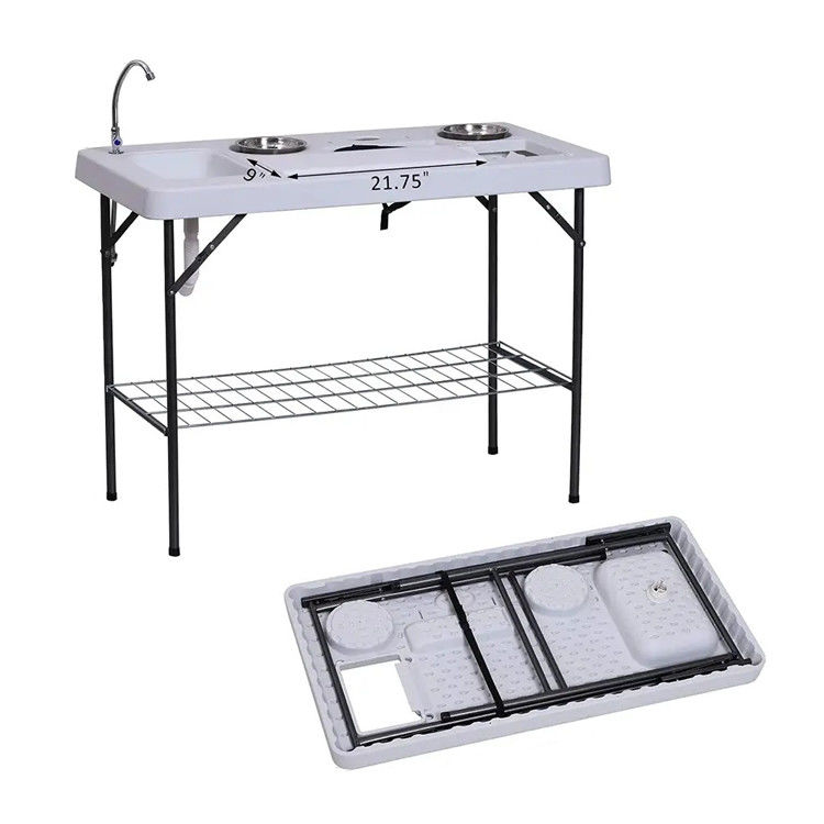 Tableau de nettoyage de filets de poisson en plastique métallique pliable portable pour camping en plein air