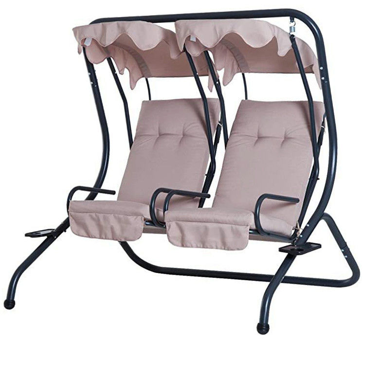 Chaise swing suspendue en métal à deux places avec baldaquin Profitez de l'extérieur dans le confort