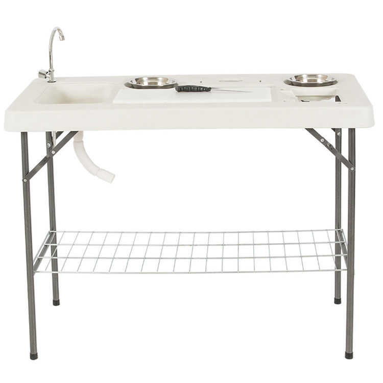 Table pliante en plastique métallique portable pour les activités de camping et de jardinage en plein air
