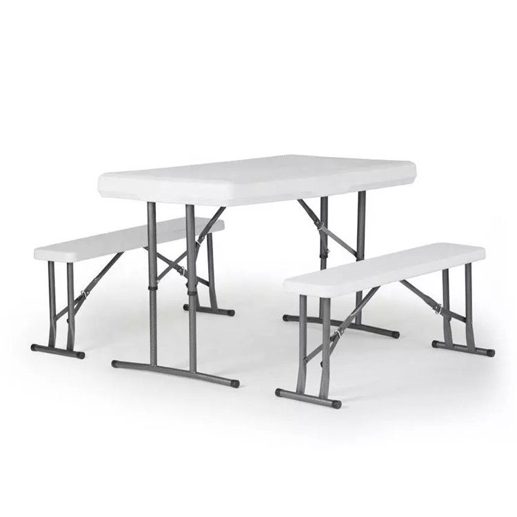 Meubles d'extérieur en plastique métallique pliable pique-nique table à manger chaise banc ensemble pour le jardin
