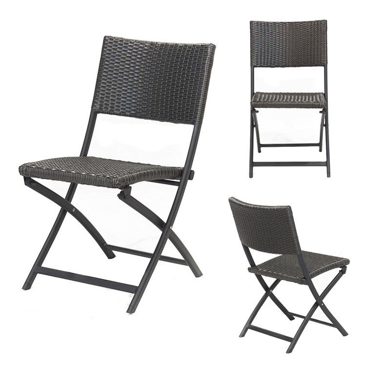Événements de banquet en plein air Pléable PE Rattan Wicker Chaise à café avec logo personnalisé