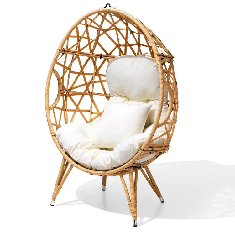 Général Meubles d'extérieur pliés Oui Ronde Pe Rattan Wicker Couchette d'oeuf Chaise avec coussin