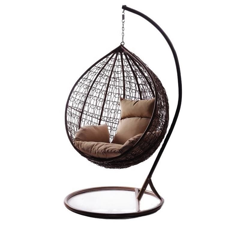 Balcon extérieur jardin salon suspendu fauteuil swing oeuf avec PE Wicker Rattan Design