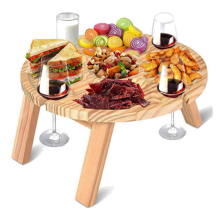 Table ronde pliable portable en bois pour camping en plein air Voyage à la plage et pique-nique