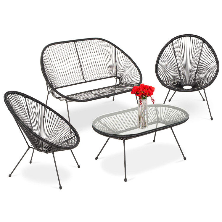 Mobilier de jardin moderne pour terrasse extérieure avec cadre en acier et corde en plastique