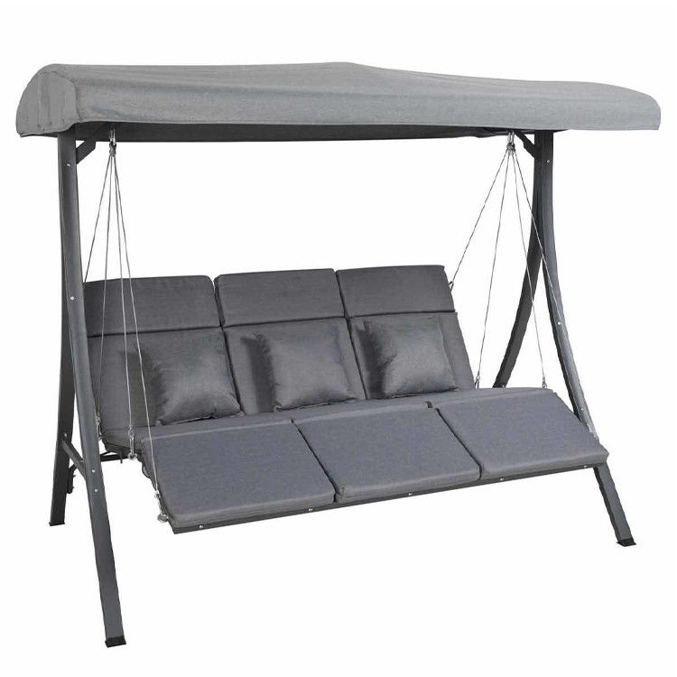 Jardin de patio extérieur 3 places suspendu reculant fauteuil roulant banc de fauteuil avec baldaquin
