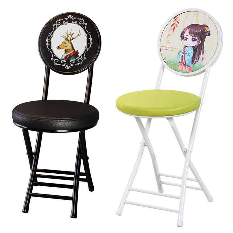 Meubles d'extérieur Portable cadre en métal pliable en cuir fauteuil rond avec coussin
