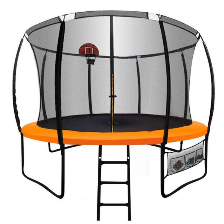 Jardin en plein air Enfants Enfants Fitness Saut de lit Ronde Trampoline Avec Basketball Garde de sécurité