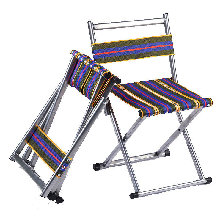 Chaise de camping de pêche en plein air avec dossier portable et tabouret en fer métallique léger