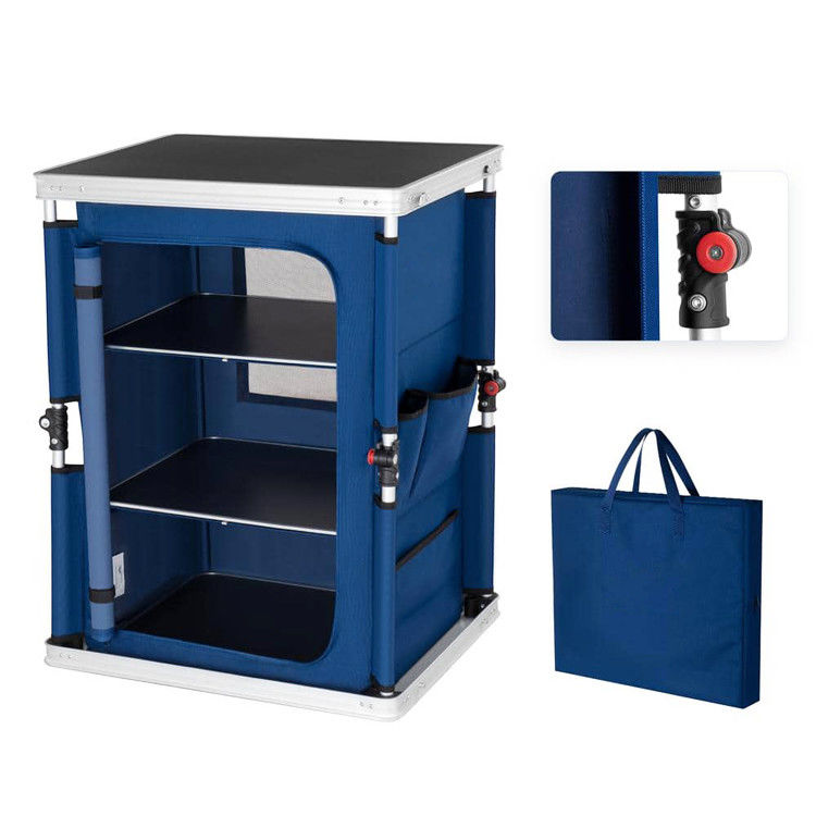 Général Meubles d'extérieur Camping Table de cuisine pliable avec armoire d'organisation de stockage