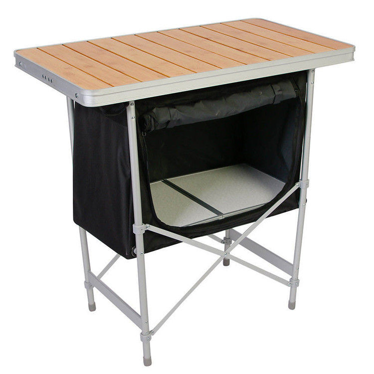 Armoire de rangement de pique-nique légère en bambou pour événement de patio en plein air