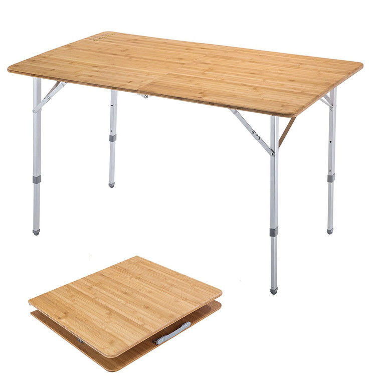 Tableau de table de 120*70 cm de patio de jardin en aluminium de bambou pour pique-nique