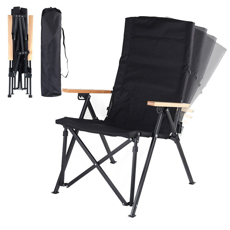 Chaise pliante à dossier réglable en métal à 4 positions pour le camping, la pêche, la randonnée en plein air