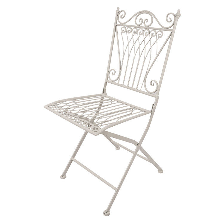 Jardin extérieur transparent Bistro Café Vintage Métal carré en fer forgé Chaises à manger pliantes