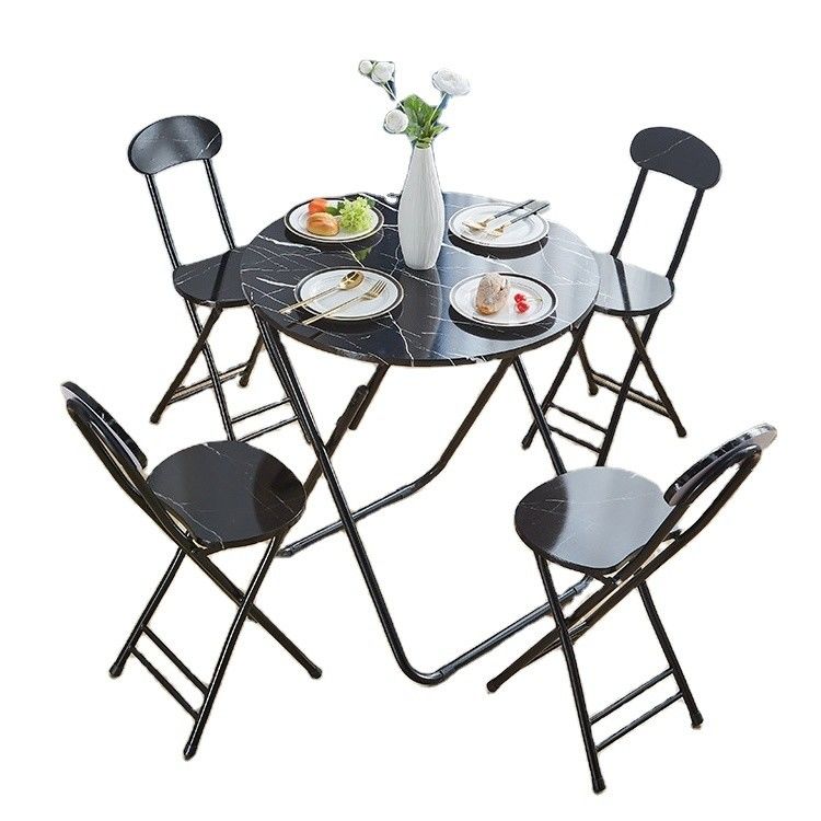 Camping en plein air Bistro Café Balcon Jardin Patio Métal Bois rond Portable Table pliante pour la fête